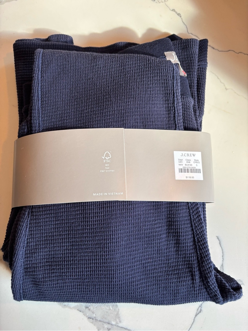 NWT - J.Crew Waffle henley pajama set  - **NAVY** - Picture 6 of 9